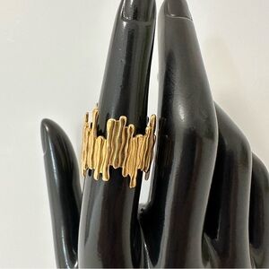 18K Gold Plated Wave Geometric Open Ring